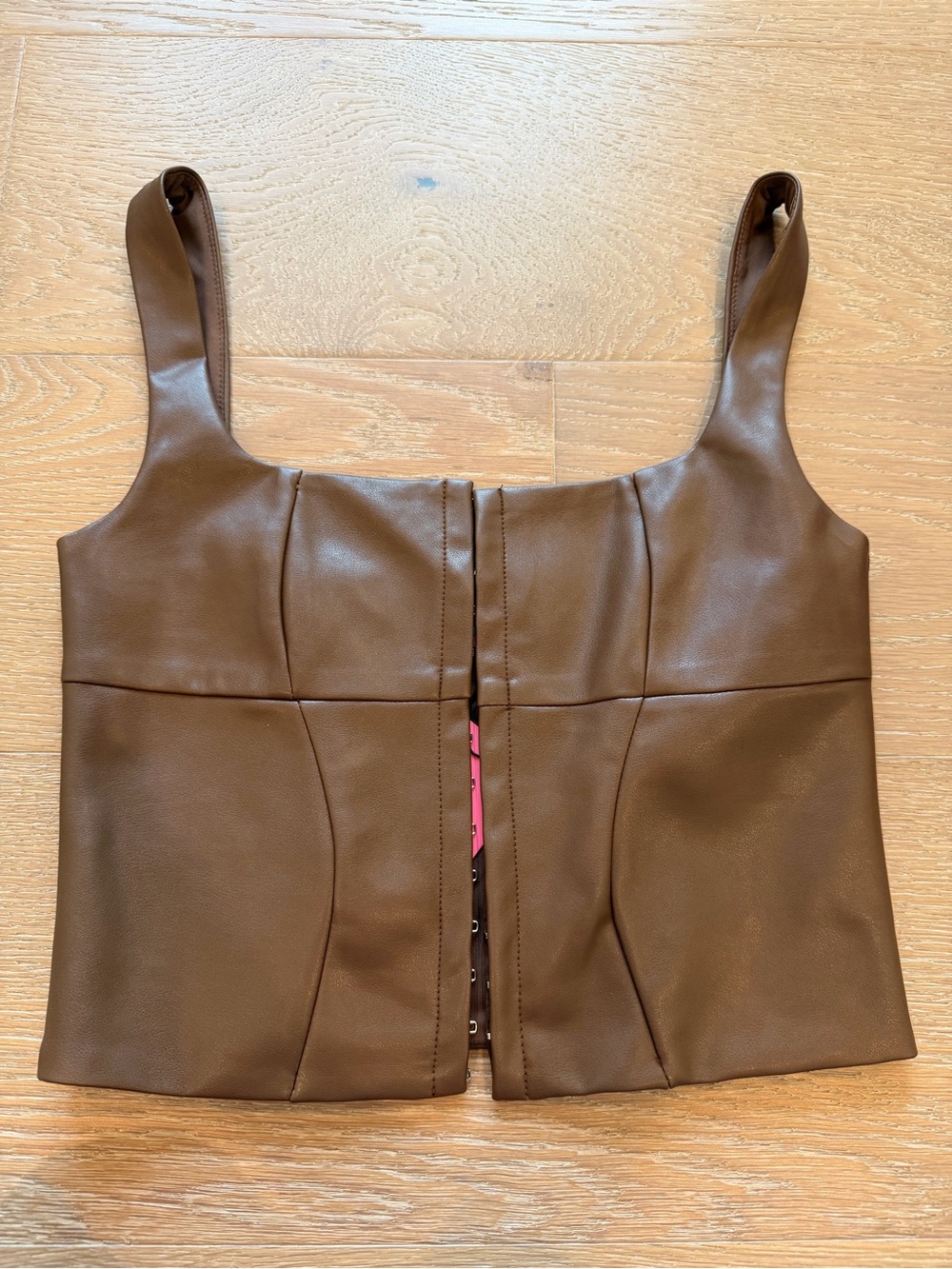 NWT Brown Faux Leather Cropped Tank Top